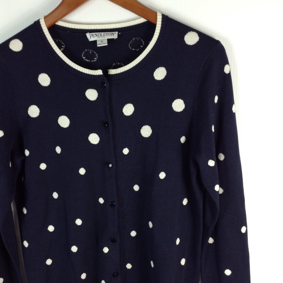 Pendleton Blue and white polka dot cardigan size medium - Picture 1 of 6